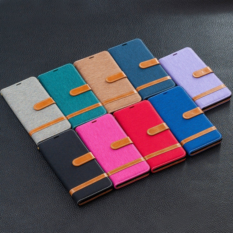 For Xiaomi Redmi Note 10 4G / Note 10S Color Matching Denim Texture Horizontal Flip Leather Case with Holder & Card Slots & Wallet & Lanyard