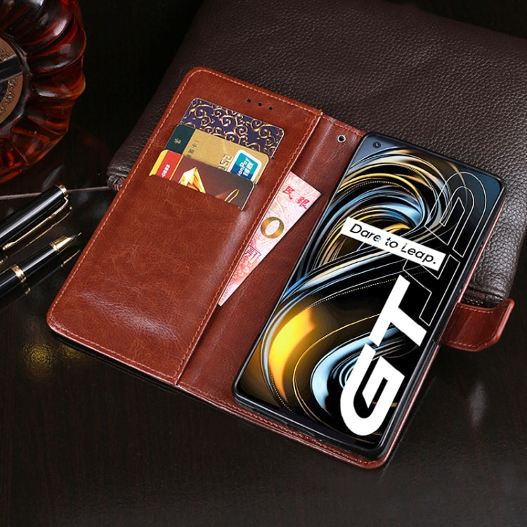 For OPPO Realme GT 5G idewei Crazy Horse Texture Horizontal Flip Leather Case with Holder & Card Slots & Wallet