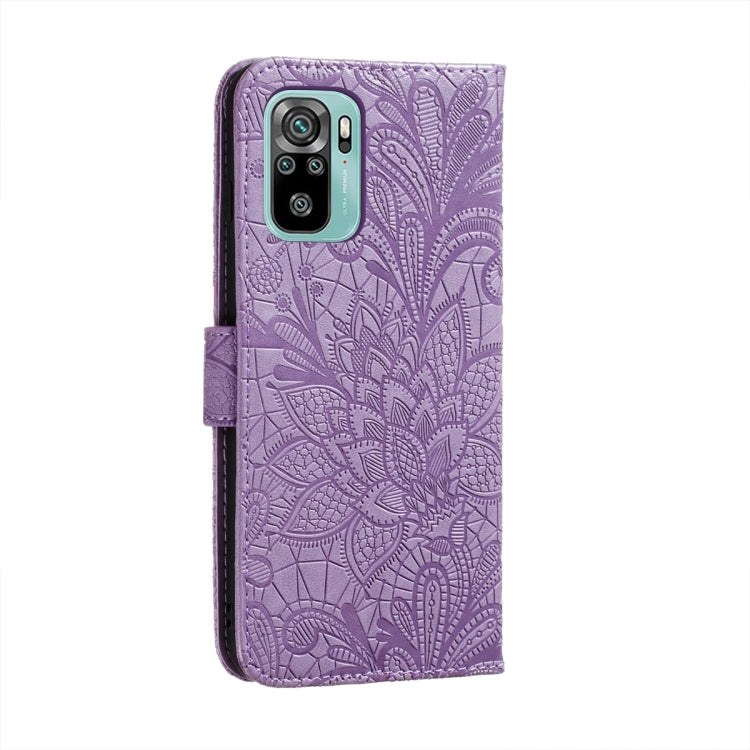 For Xiaomi Redmi Note 10 4G Lace Flower Embossing Pattern Horizontal Flip Leather Case with Holder & Card Slots & Wallet & Photo Frame