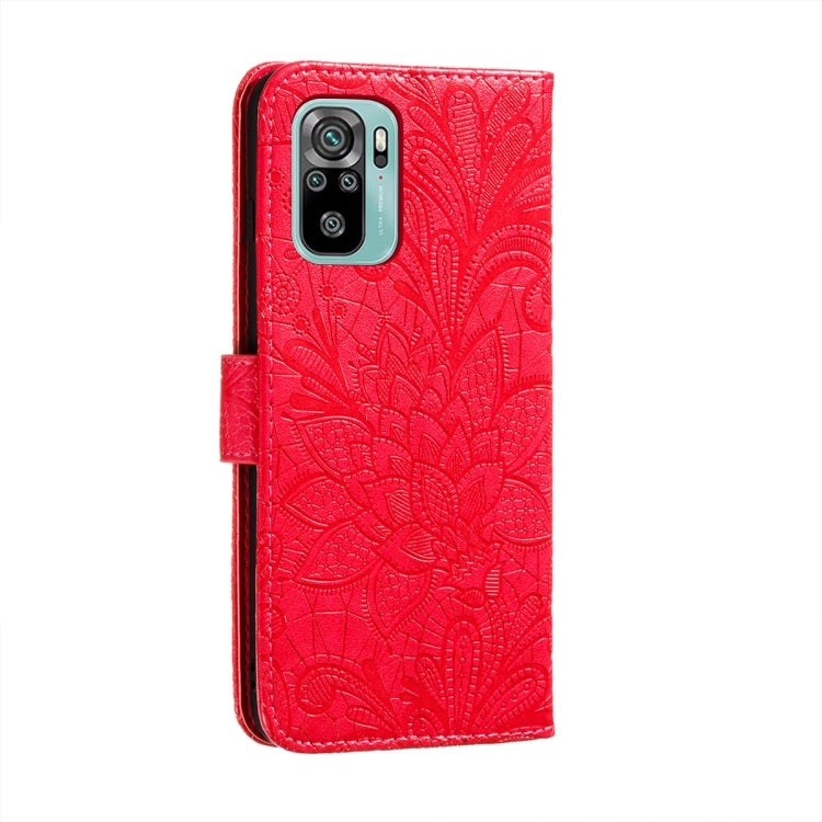 For Xiaomi Redmi Note 10 4G Lace Flower Embossing Pattern Horizontal Flip Leather Case with Holder & Card Slots & Wallet & Photo Frame