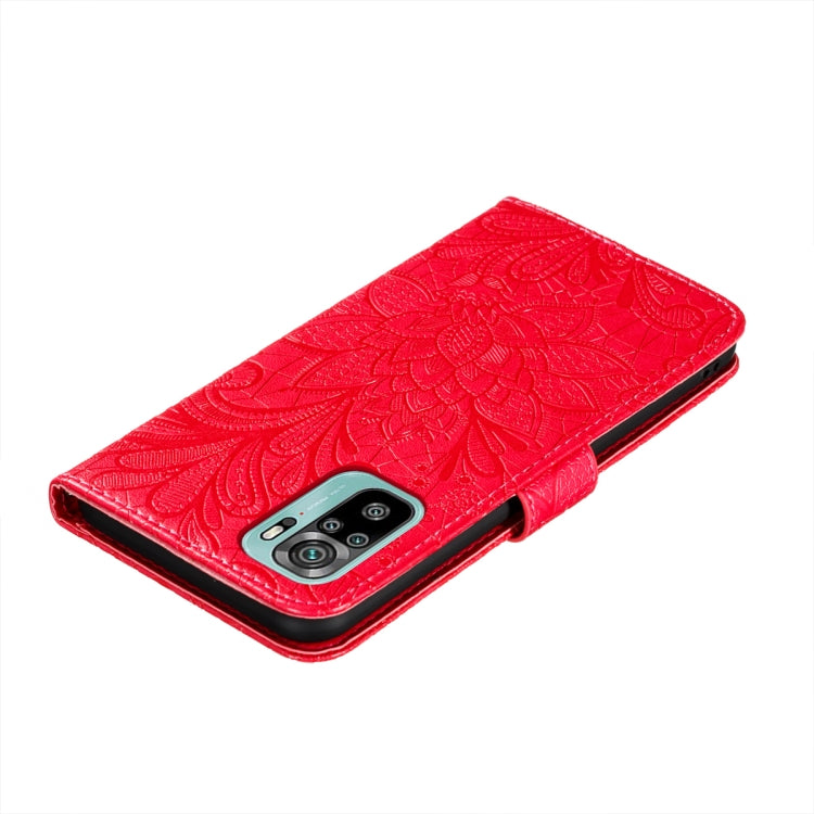 For Xiaomi Redmi Note 10 4G Lace Flower Embossing Pattern Horizontal Flip Leather Case with Holder & Card Slots & Wallet & Photo Frame