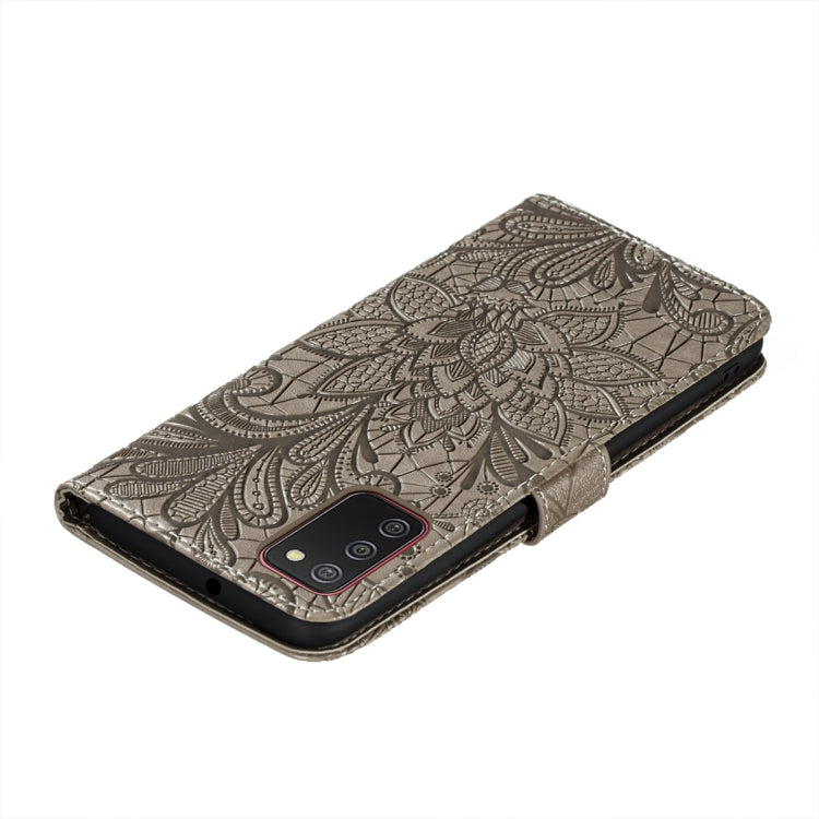 For Xiaomi Redmi 9T / Poco M3 Lace Flower Embossing Pattern Horizontal Flip Leather Case with Holder & Card Slots & Wallet & Photo Frame