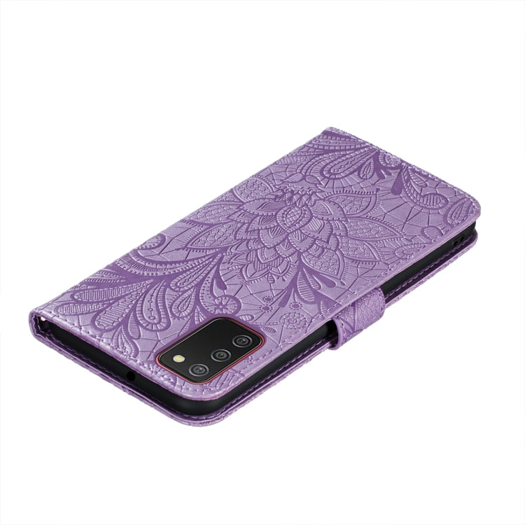 For Xiaomi Redmi 9T / Poco M3 Lace Flower Embossing Pattern Horizontal Flip Leather Case with Holder & Card Slots & Wallet & Photo Frame