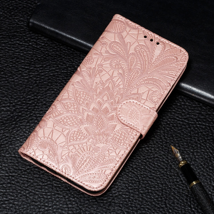 For Xiaomi Redmi 9T / Poco M3 Lace Flower Embossing Pattern Horizontal Flip Leather Case with Holder & Card Slots & Wallet & Photo Frame
