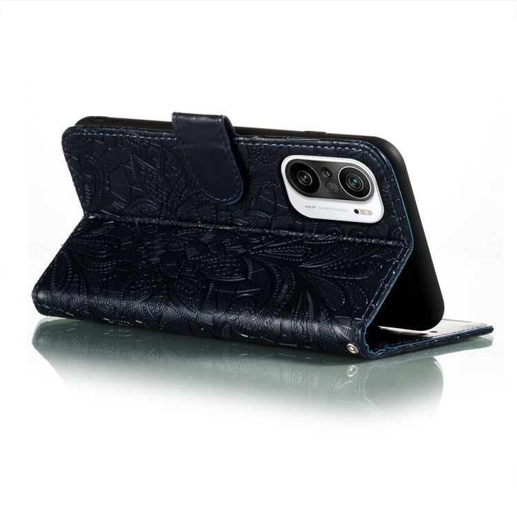 For Xiaomi Redmi K40 Lace Flower Embossing Pattern Horizontal Flip Leather Case with Holder & Card Slots & Wallet & Photo Frame