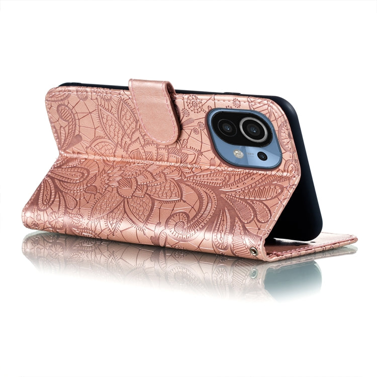 For Xiaomi Mi 11 Lace Flower Embossing Pattern Horizontal Flip Leather Case with Holder & Card Slots & Wallet & Photo Frame