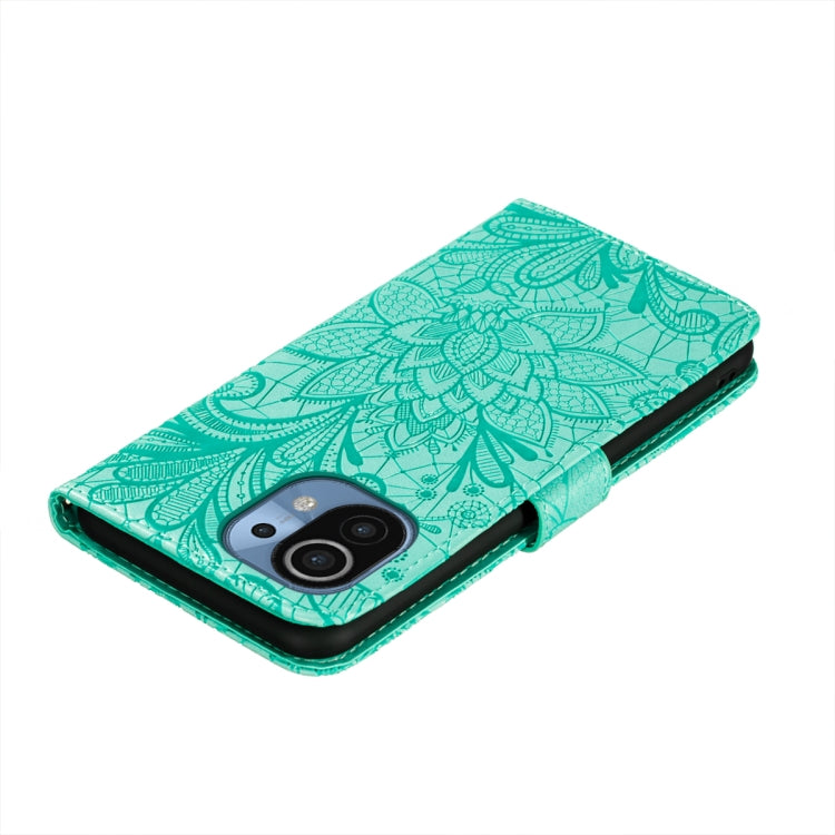 For Xiaomi Mi 11 Lace Flower Embossing Pattern Horizontal Flip Leather Case with Holder & Card Slots & Wallet & Photo Frame