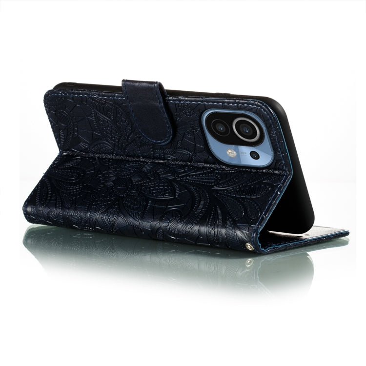 For Xiaomi Mi 11 Lace Flower Embossing Pattern Horizontal Flip Leather Case with Holder & Card Slots & Wallet & Photo Frame