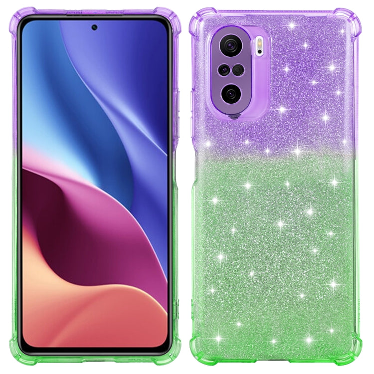 For Xiaomi Redmi K40 / K40 Pro Gradient Glitter Powder Shockproof TPU Protective Case