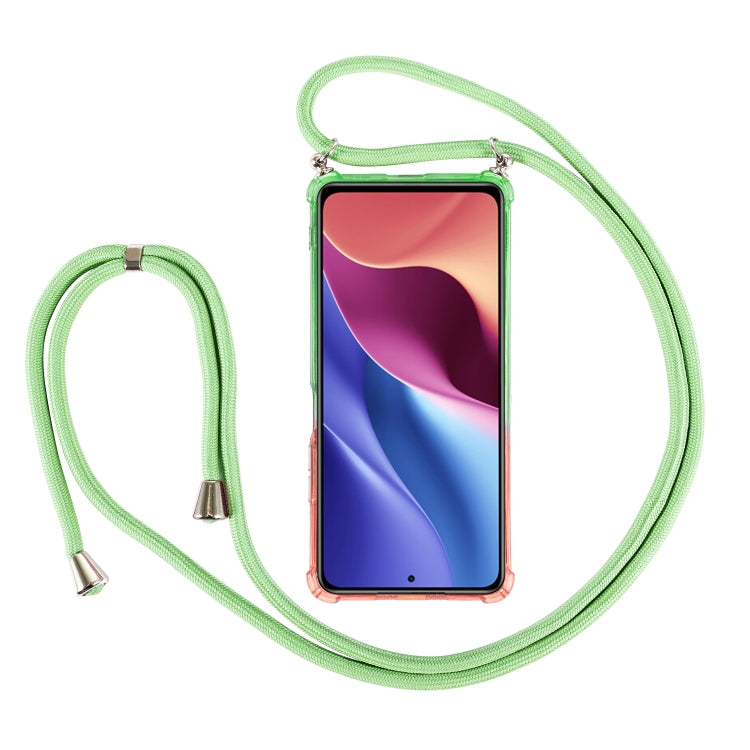 For Xiaomi Redmi K40 / K40 Pro Gradient Glitter Powder Shockproof TPU Protective Case with Lanyard