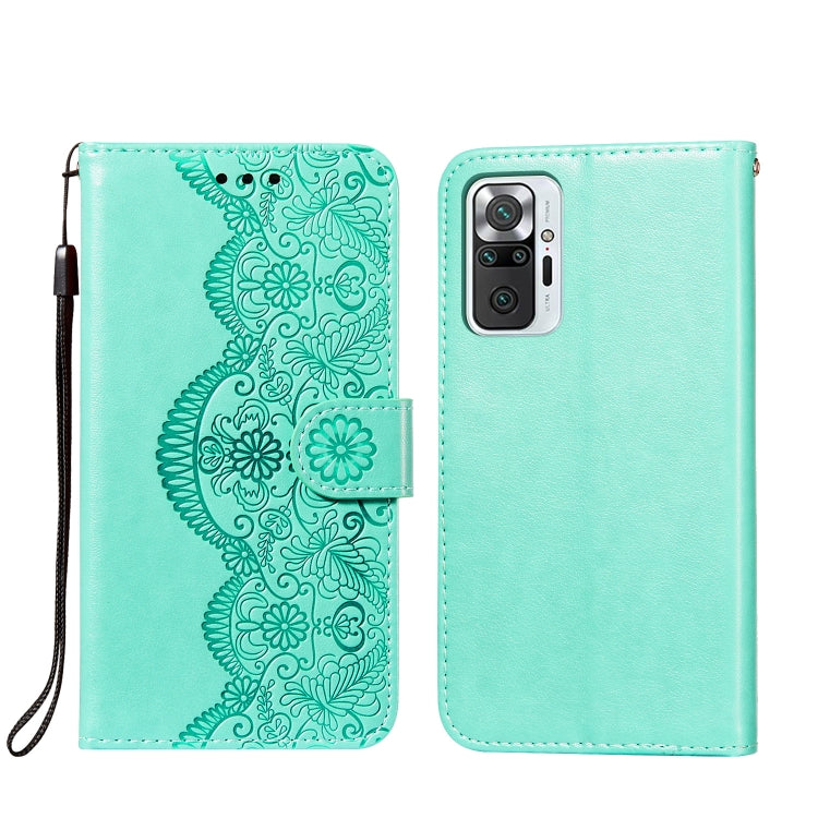 For Xiaomi Redmi Note 10 Pro Flower Vine Embossing Pattern Horizontal Flip Leather Case with Card Slot & Holder & Wallet & Lanyard