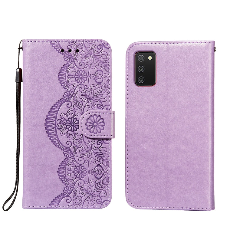 For Xiaomi Redmi 9T Flower Vine Embossing Pattern Horizontal Flip Leather Case with Card Slot & Holder & Wallet & Lanyard