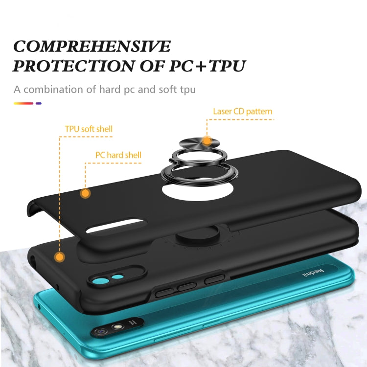 For Xiaomi Redmi 9A PC + TPU Shockproof Magnetic Protective Case with Invisible Ring Holder