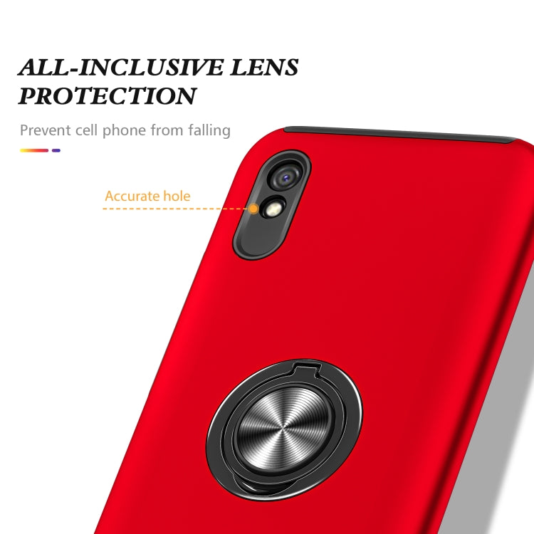 For Xiaomi Redmi 9A PC + TPU Shockproof Magnetic Protective Case with Invisible Ring Holder