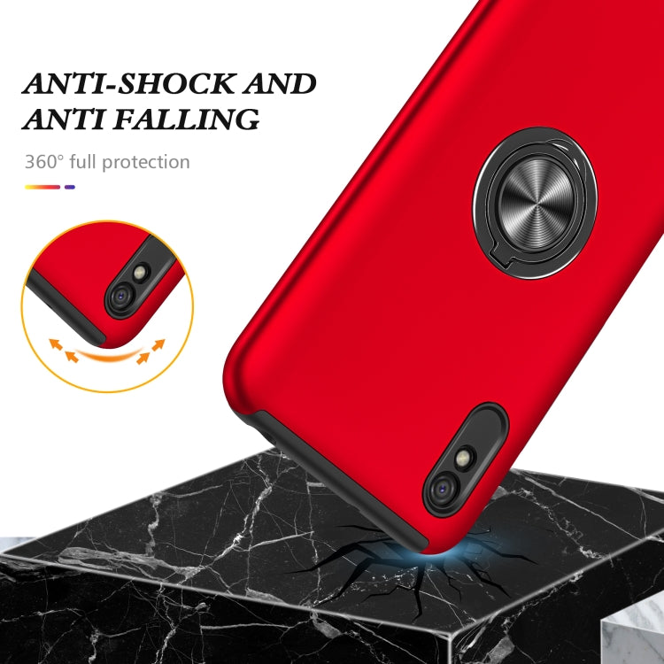 For Xiaomi Redmi 9A PC + TPU Shockproof Magnetic Protective Case with Invisible Ring Holder