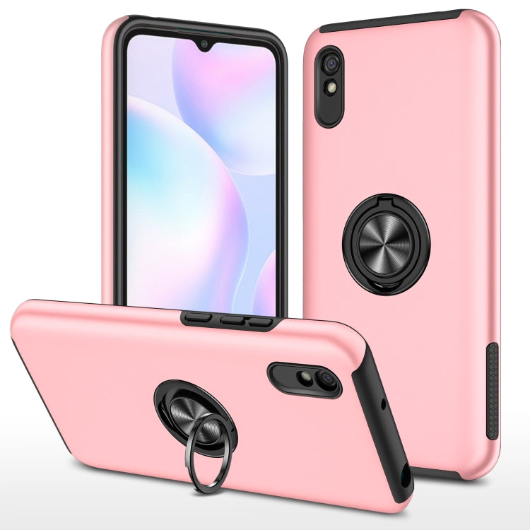 For Xiaomi Redmi 9A PC + TPU Shockproof Magnetic Protective Case with Invisible Ring Holder