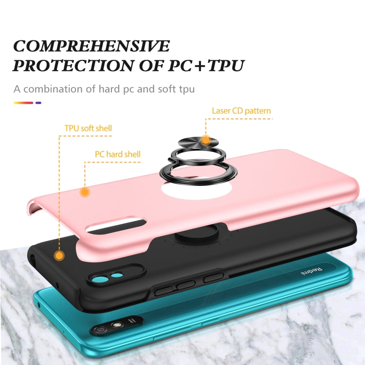 For Xiaomi Redmi 9A PC + TPU Shockproof Magnetic Protective Case with Invisible Ring Holder
