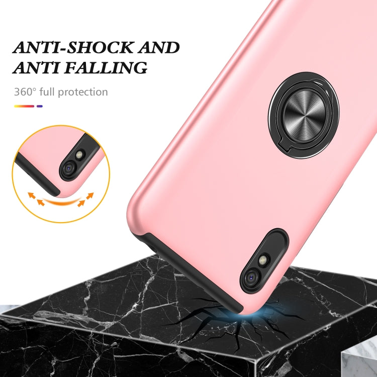 For Xiaomi Redmi 9A PC + TPU Shockproof Magnetic Protective Case with Invisible Ring Holder