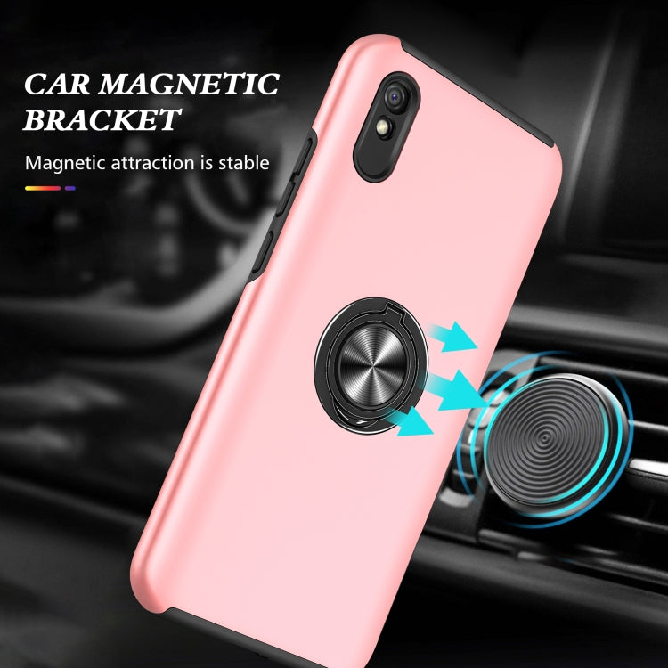For Xiaomi Redmi 9A PC + TPU Shockproof Magnetic Protective Case with Invisible Ring Holder