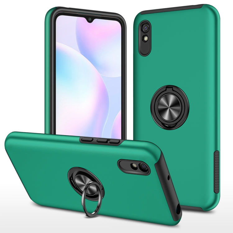 For Xiaomi Redmi 9A PC + TPU Shockproof Magnetic Protective Case with Invisible Ring Holder