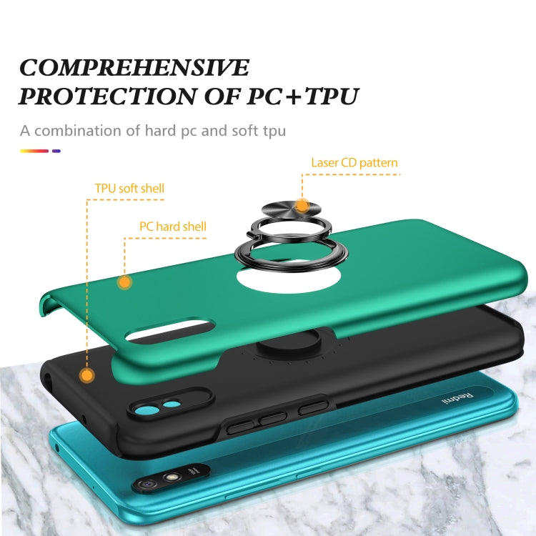 For Xiaomi Redmi 9A PC + TPU Shockproof Magnetic Protective Case with Invisible Ring Holder