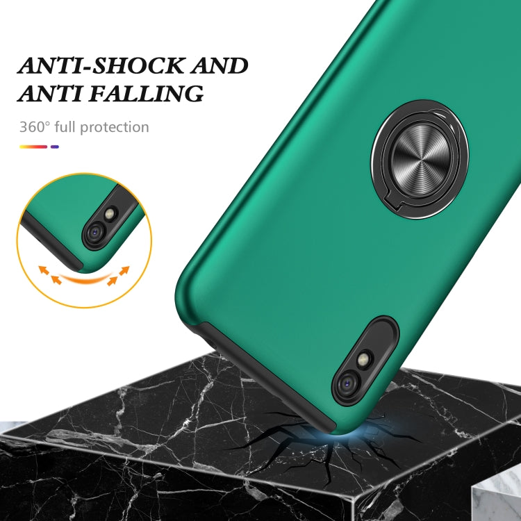 For Xiaomi Redmi 9A PC + TPU Shockproof Magnetic Protective Case with Invisible Ring Holder