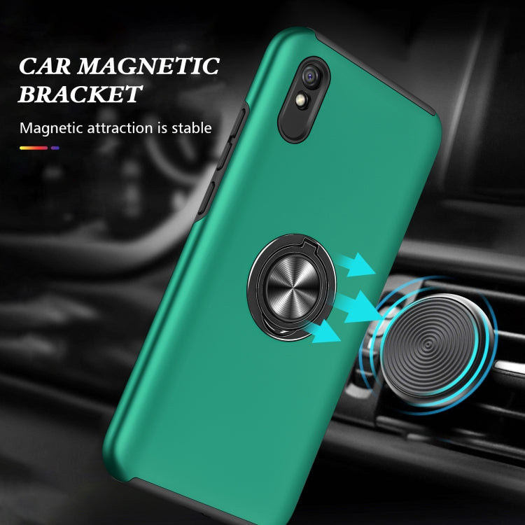 For Xiaomi Redmi 9A PC + TPU Shockproof Magnetic Protective Case with Invisible Ring Holder