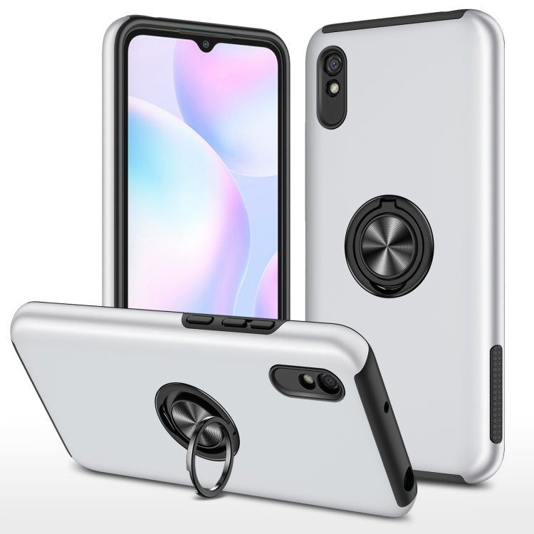 For Xiaomi Redmi 9A PC + TPU Shockproof Magnetic Protective Case with Invisible Ring Holder