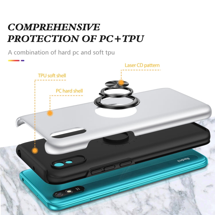 For Xiaomi Redmi 9A PC + TPU Shockproof Magnetic Protective Case with Invisible Ring Holder
