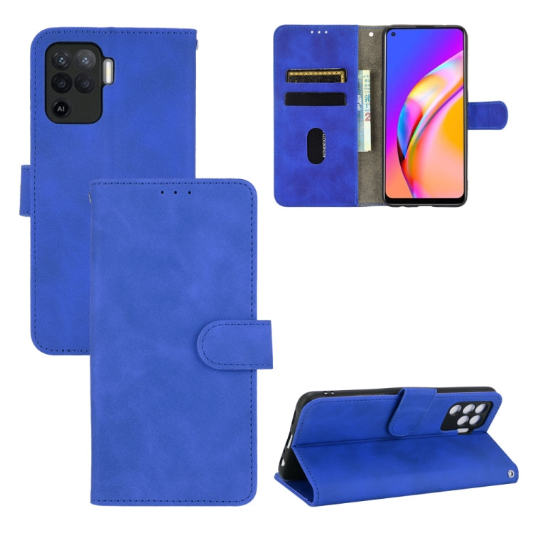 For Oppo Reno5 F Solid Color Skin Feel Magnetic Buckle Horizontal Flip Calf Texture PU Leather Case with Holder & Card Slots & Wallet