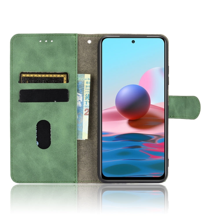 For Xiaomi Redmi Note 10 Solid Color Skin Feel Magnetic Buckle Horizontal Flip Calf Texture PU Leather Case with Holder & Card Slots & Wallet