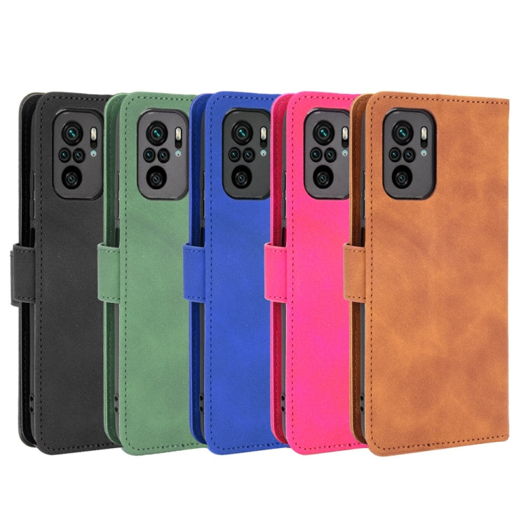 For Xiaomi Redmi Note 10 Solid Color Skin Feel Magnetic Buckle Horizontal Flip Calf Texture PU Leather Case with Holder & Card Slots & Wallet