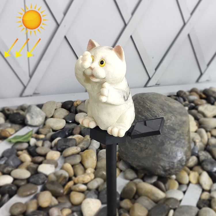 Solar Powered Resin Cat Shape Landscape Light Outdoor LED Garden Lawn Light