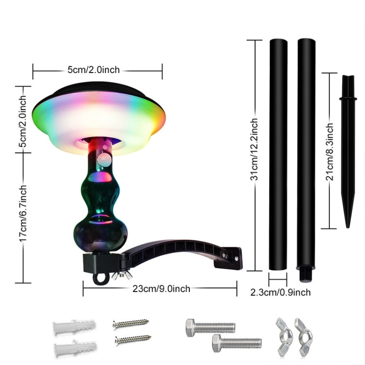 Solar Power Gourd Colorful Wall-mounted Light Outdoor Garden Landscape Lawn Lamp(Black)