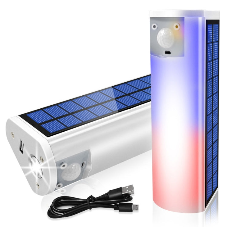 Solar Power Portable Travel Camping Flashlight Car Flashing Warning Light(White)