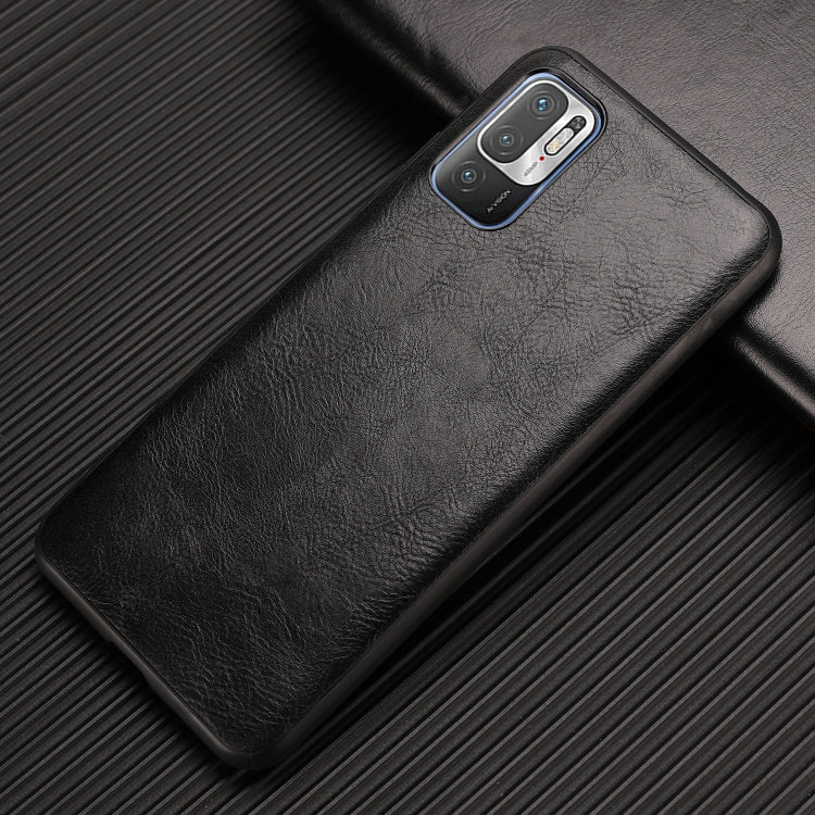 For Xiaomi Redmi Note 10 5G Crazy Horse Textured Calfskin PU+PC+TPU Case
