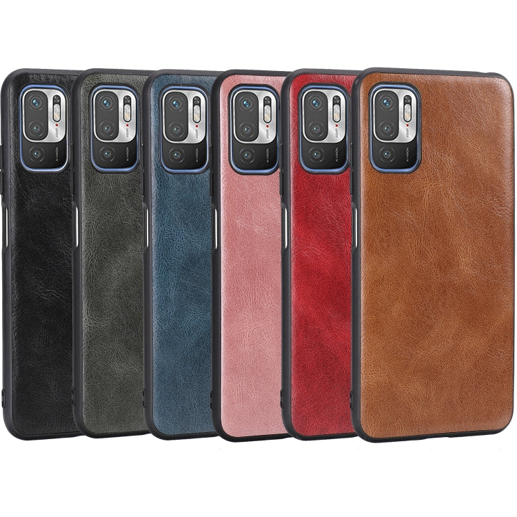 For Xiaomi Redmi Note 10 5G Crazy Horse Textured Calfskin PU+PC+TPU Case