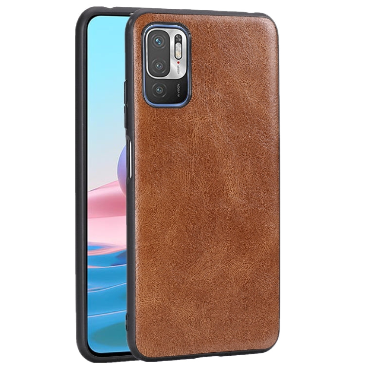 For Xiaomi Redmi Note 10 5G Crazy Horse Textured Calfskin PU+PC+TPU Case