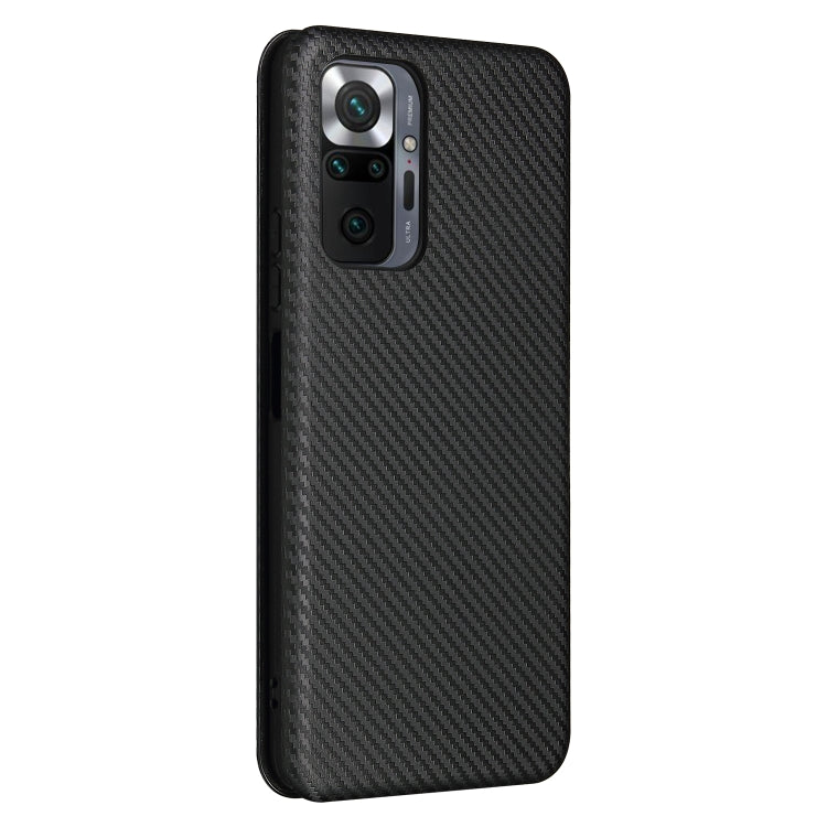 For Xiaomi Redmi Note 10 Pro Max Carbon Fiber Texture Horizontal Flip TPU + PC + PU Leather Case with Card Slot