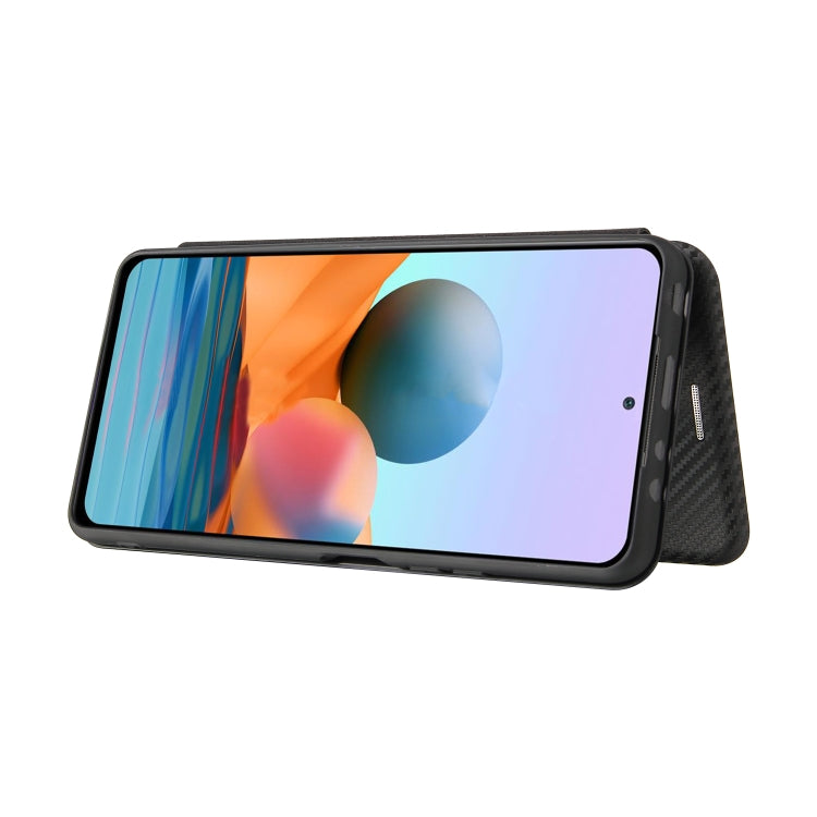 For Xiaomi Redmi Note 10 Pro Max Carbon Fiber Texture Horizontal Flip TPU + PC + PU Leather Case with Card Slot