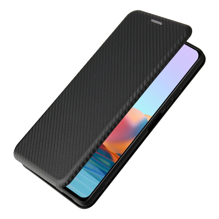 For Xiaomi Redmi Note 10 Pro Max Carbon Fiber Texture Horizontal Flip TPU + PC + PU Leather Case with Card Slot