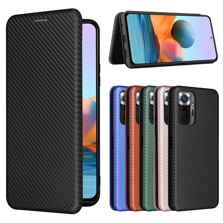 For Xiaomi Redmi Note 10 Pro Max Carbon Fiber Texture Horizontal Flip TPU + PC + PU Leather Case with Card Slot