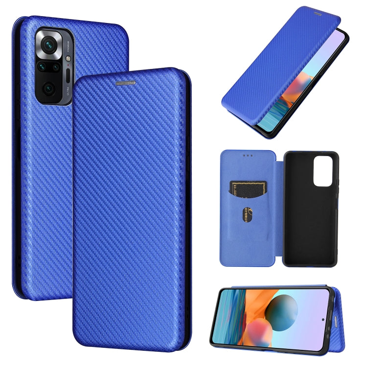 For Xiaomi Redmi Note 10 Pro Max Carbon Fiber Texture Horizontal Flip TPU + PC + PU Leather Case with Card Slot