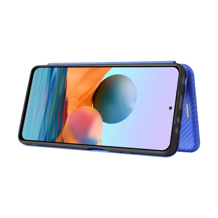 For Xiaomi Redmi Note 10 Pro Max Carbon Fiber Texture Horizontal Flip TPU + PC + PU Leather Case with Card Slot