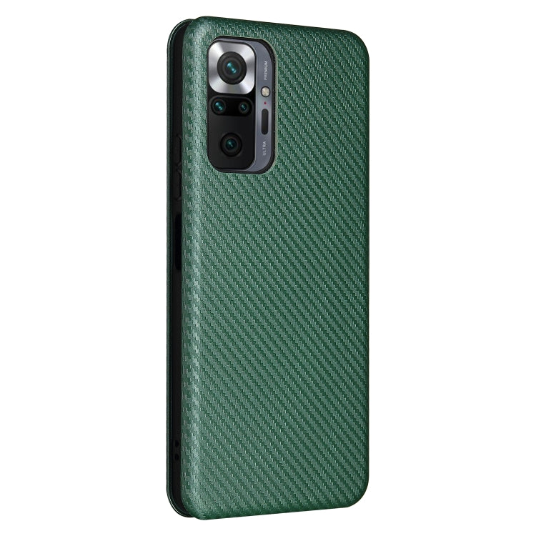 For Xiaomi Redmi Note 10 Pro Max Carbon Fiber Texture Horizontal Flip TPU + PC + PU Leather Case with Card Slot