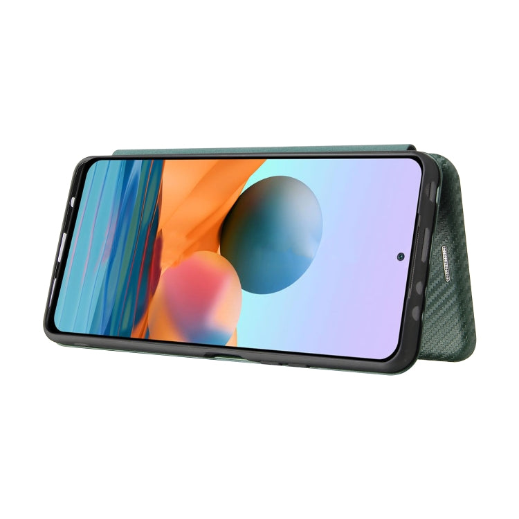 For Xiaomi Redmi Note 10 Pro Max Carbon Fiber Texture Horizontal Flip TPU + PC + PU Leather Case with Card Slot