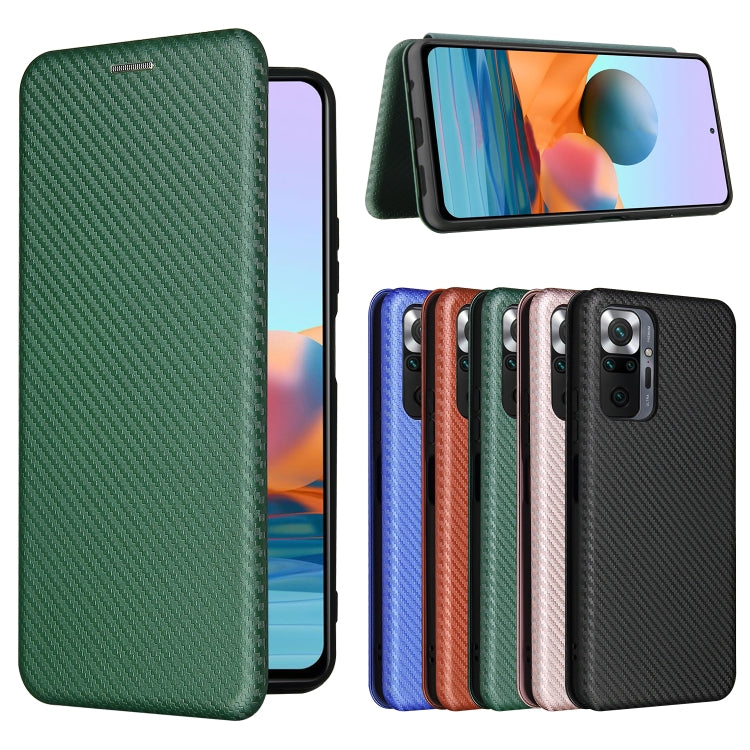 For Xiaomi Redmi Note 10 Pro Max Carbon Fiber Texture Horizontal Flip TPU + PC + PU Leather Case with Card Slot