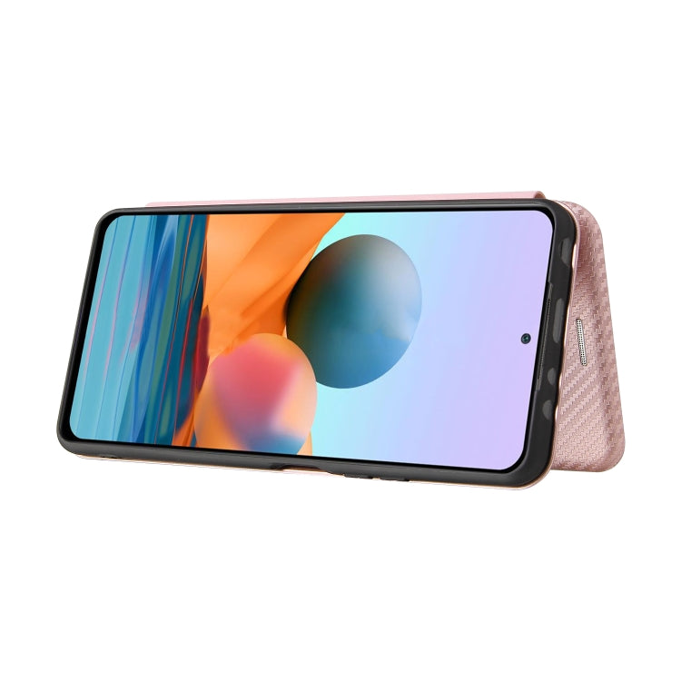 For Xiaomi Redmi Note 10 Pro Max Carbon Fiber Texture Horizontal Flip TPU + PC + PU Leather Case with Card Slot