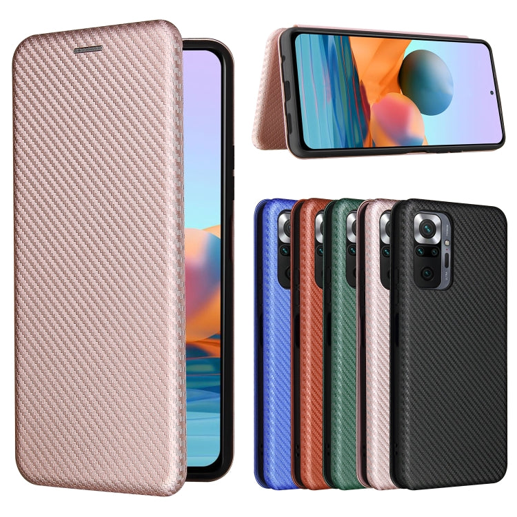 For Xiaomi Redmi Note 10 Pro Max Carbon Fiber Texture Horizontal Flip TPU + PC + PU Leather Case with Card Slot