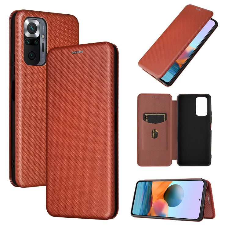 For Xiaomi Redmi Note 10 Pro Max Carbon Fiber Texture Horizontal Flip TPU + PC + PU Leather Case with Card Slot